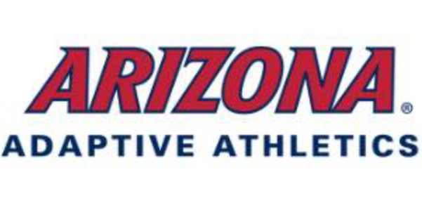 Logo of Arizona Adaptive Athletics with red and blue text on a white background