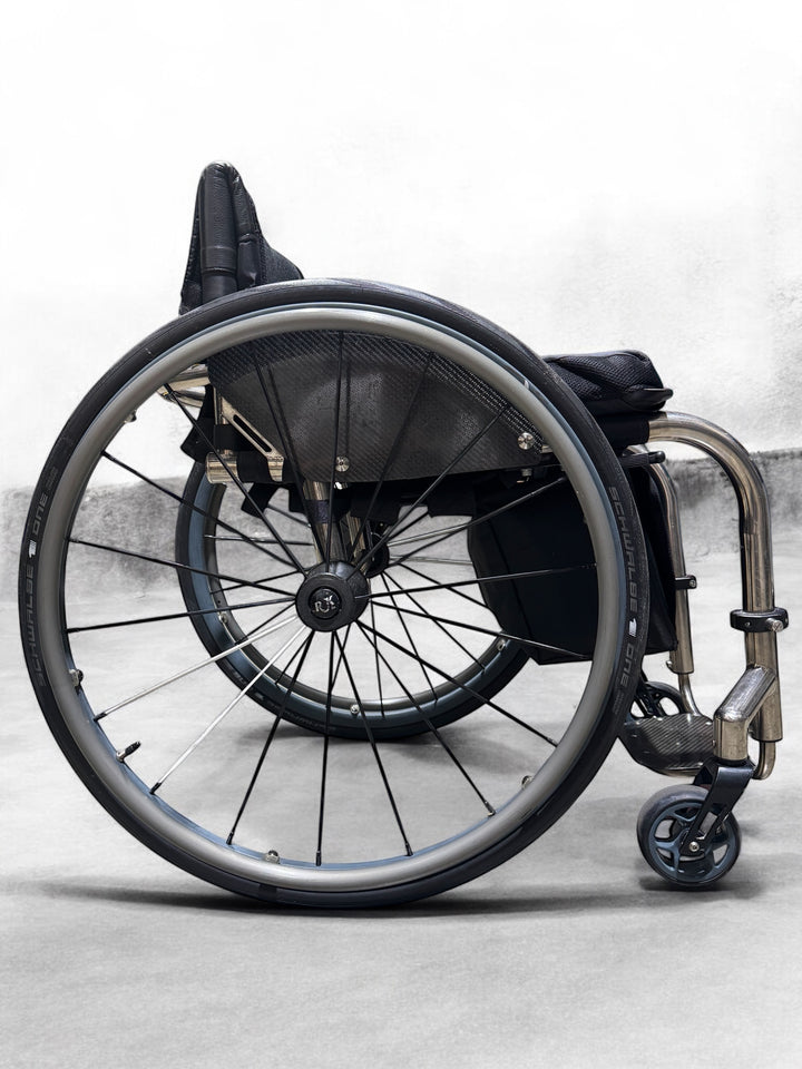 HiRS Under Seat Wheelchair Bag, Small - on wheelchair, sideview