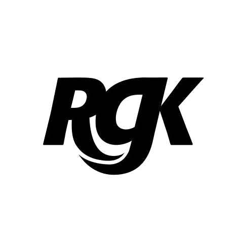 Black 'RGK' logo on a white background
