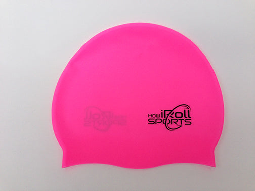 Hot Pink Premium Silicone How iRoll Sports Swim Cap