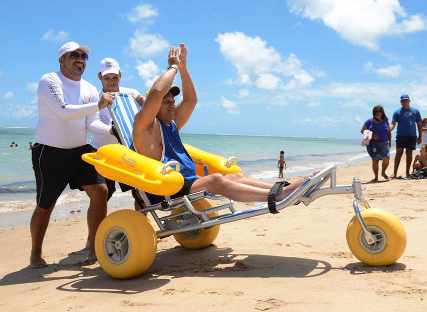 AccessRec WaterWheels floating beach wheelchair on the beach