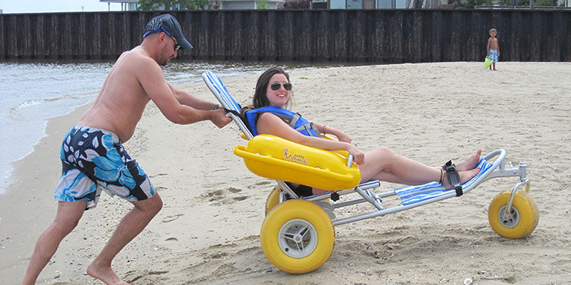 WaterWheels beach wheelchair rolling on sand