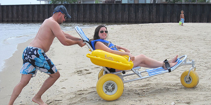 WaterWheels beach wheelchair rolling on sand