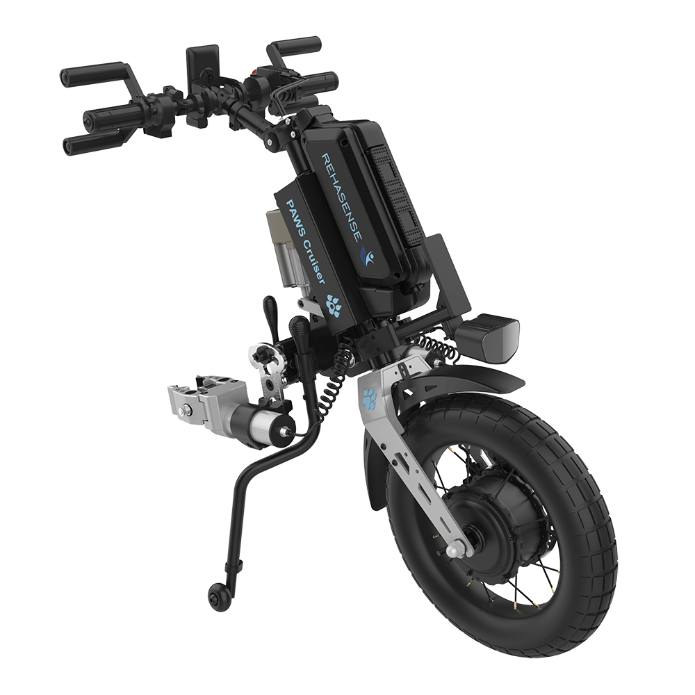 REHASENSE PAWS CRUISER 16" "Quad/Tetra" Wheelchair Power Assist, Quad Handles & Automatic Clamps/Lift,