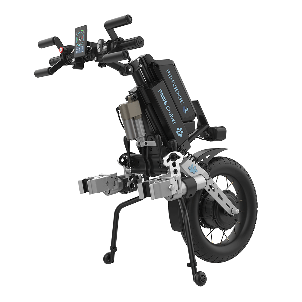 REHASENSE PAWS CRUISER 16" "Quad/Tetra" Wheelchair Power Assist, Quad Handles & Automatic Clamps/Lift,