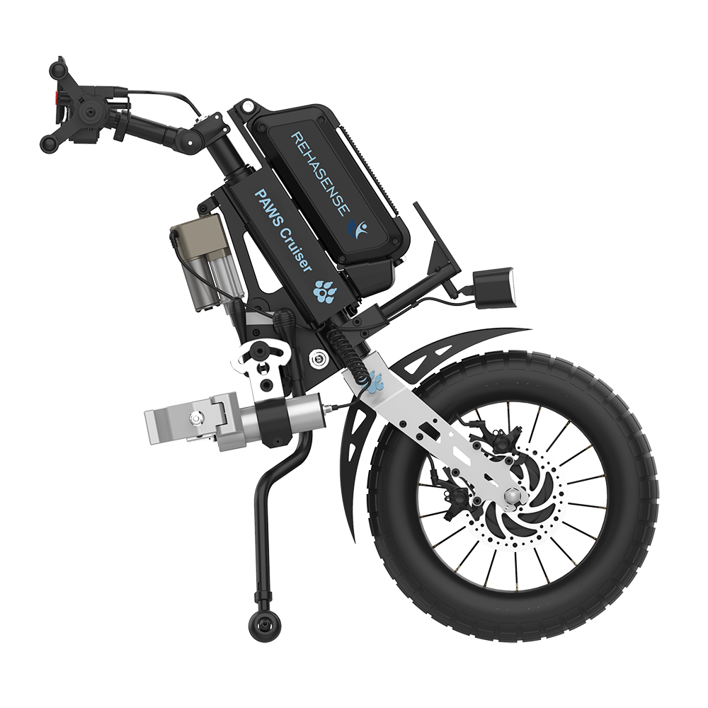 REHASENSE PAWS CRUISER 16" "Quad/Tetra" Wheelchair Power Assist, Quad Handles & Automatic Clamps/Lift,
