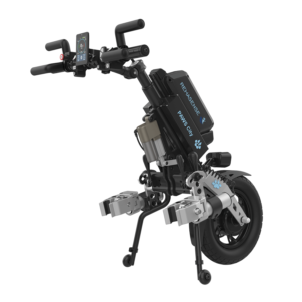REHASENSE PAWS CITY 14" "Quad/Tetra" Wheelchair Power Assist, Quad Handles & Automatic Clamps/Lift,