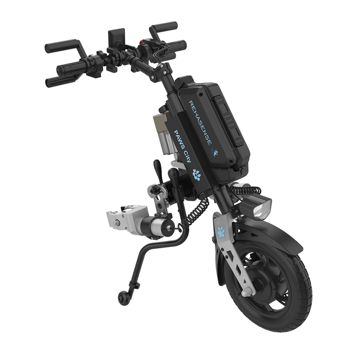 REHASENSE PAWS CITY 12" "Quad/Tetra" Wheelchair Power Assist, Quad/Tetra Handles & Automatic Clamps/Lift