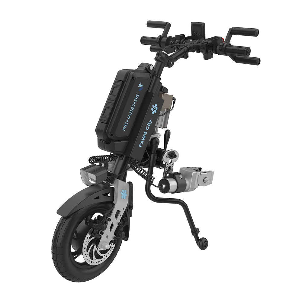 REHASENSE PAWS CITY 12" "Quad/Tetra" Wheelchair Power Assist, Quad/Tetra Handles & Automatic Clamps/Lift
