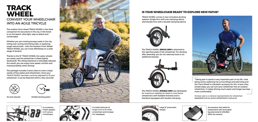 Rehasense "Track Wheel" Carbon Fiber Wheelchair Attachment