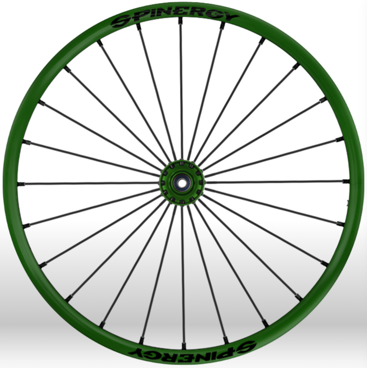 Spinergy Wheelchair Wheels- Green rims hubs
