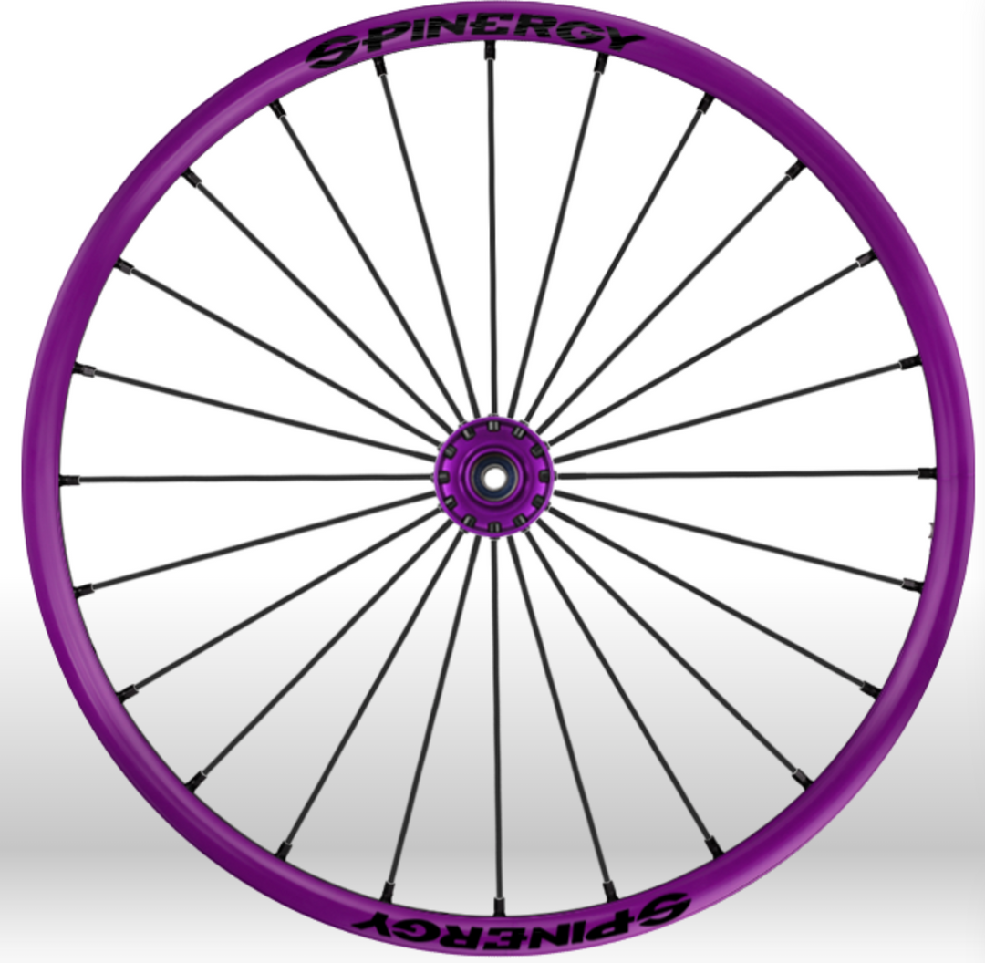 Spinergy Wheelchair Wheels- Purple rims hubs