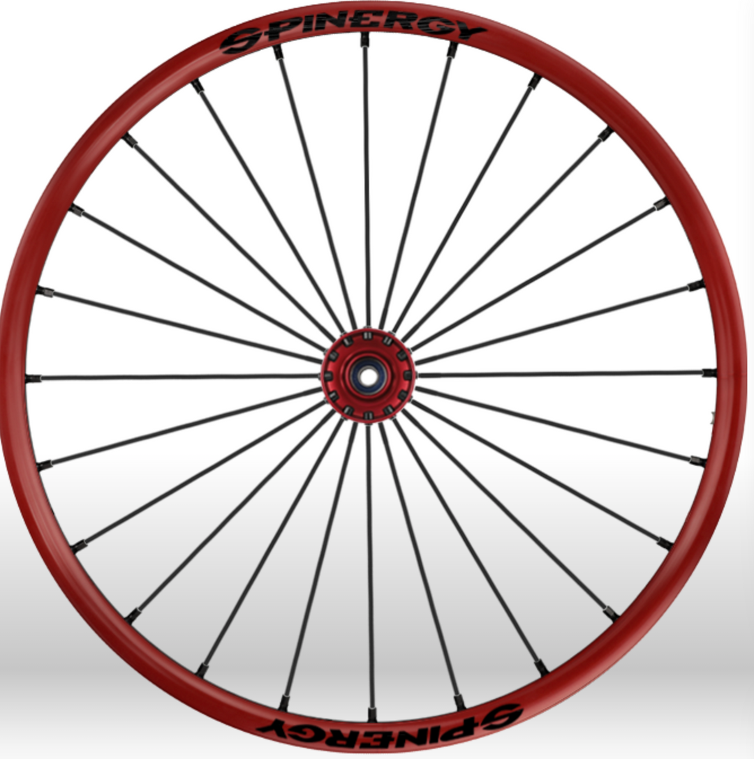 Spinergy Wheelchair Wheels- Red rims hubs